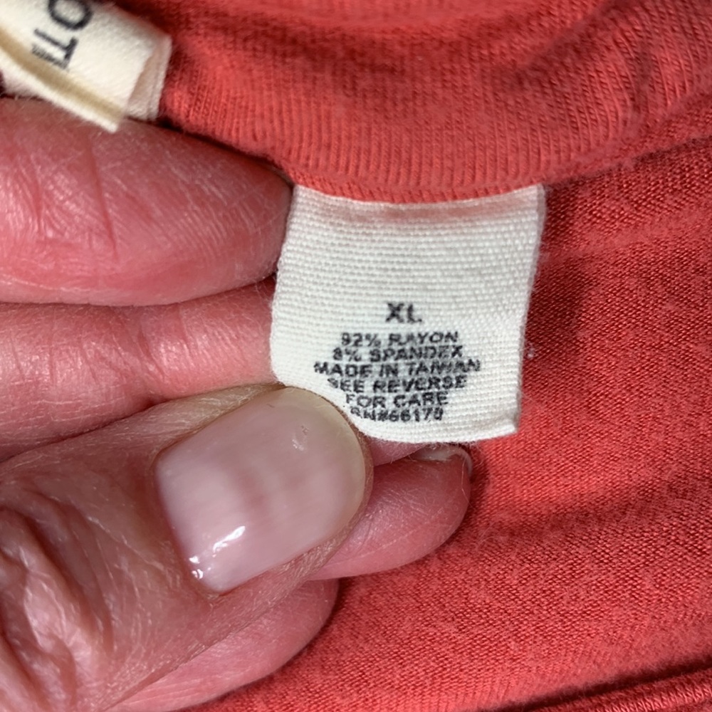 Moth / Anthropology Tank Top XL Coral w/ tan trim - Picture 4 of 5